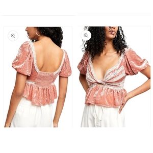 Free People Yours Truly Velvet Top Mauve